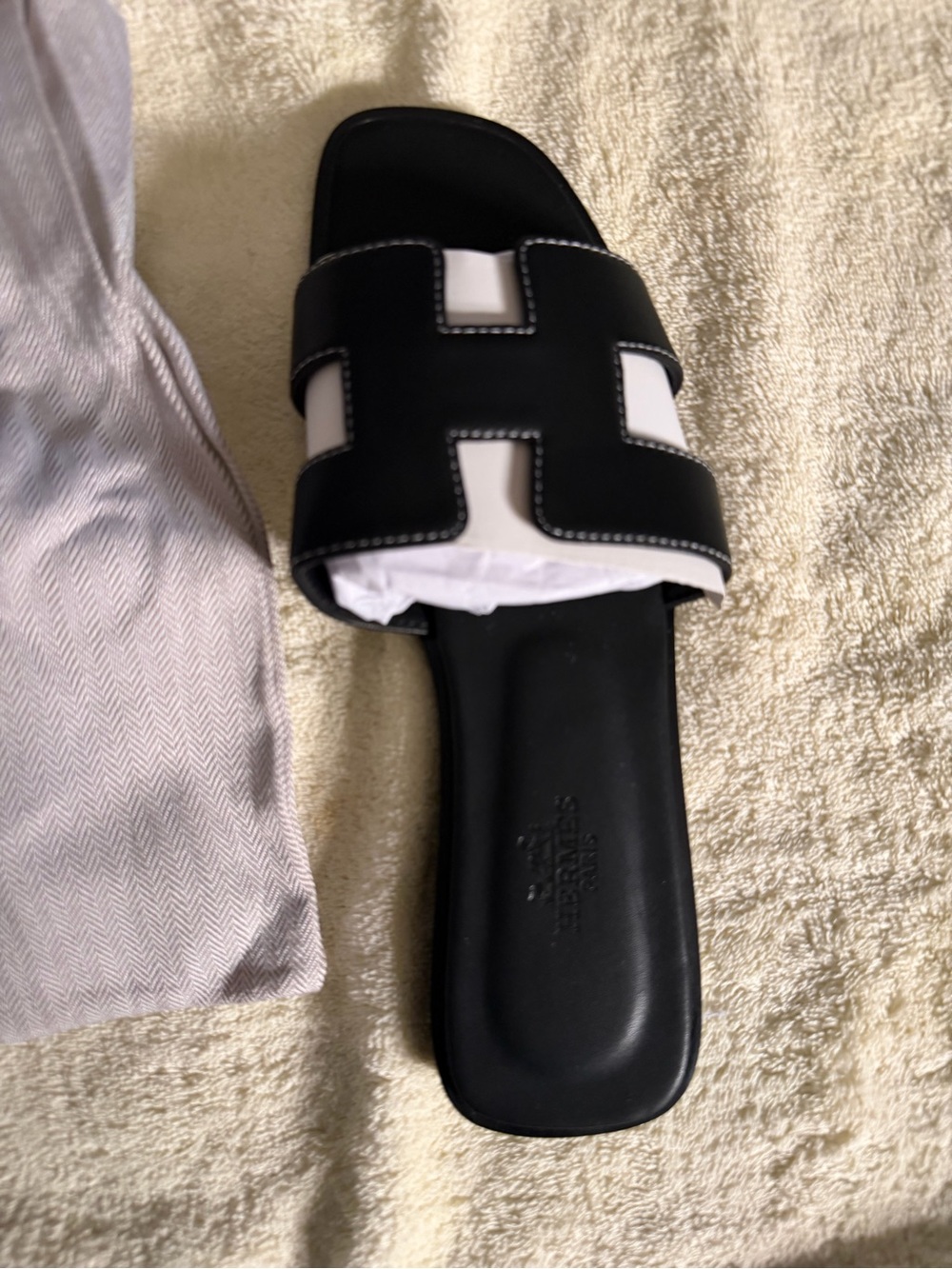 Hermès Neutral Black sandals eu 38 (us w 7.5-8)